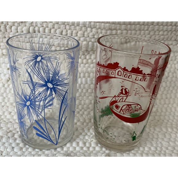 Vintage 60s mid century juice glasses tumbler 4oz set of 2 - Picture 7 of 13